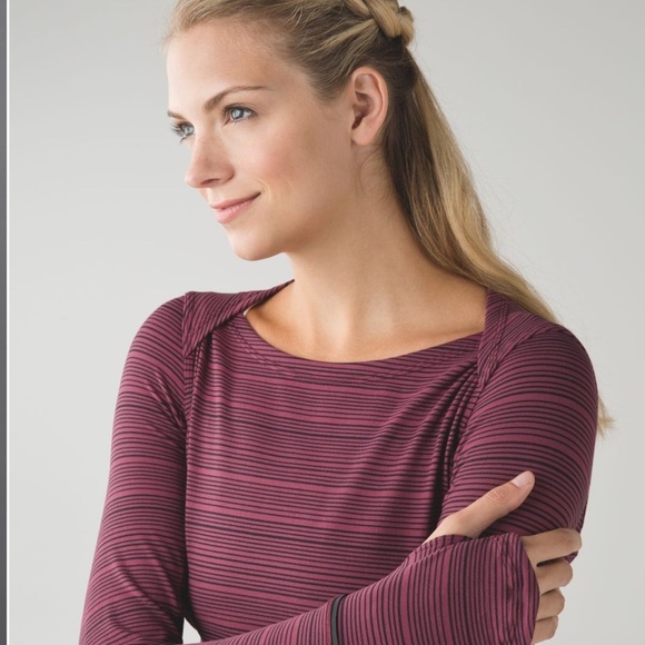 lululemon athletica Tops - Lululemon W’s Sz 4 Kanto Catch Me LS Kanto Stripe Wine Berry Black. ExcltCnditn!